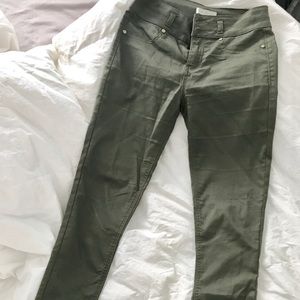 Skinny high waisted pants dark green